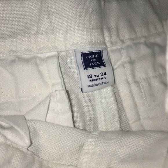 Janie And Jack 18-24 mo crisp white linen pants - Picture 2 of 4